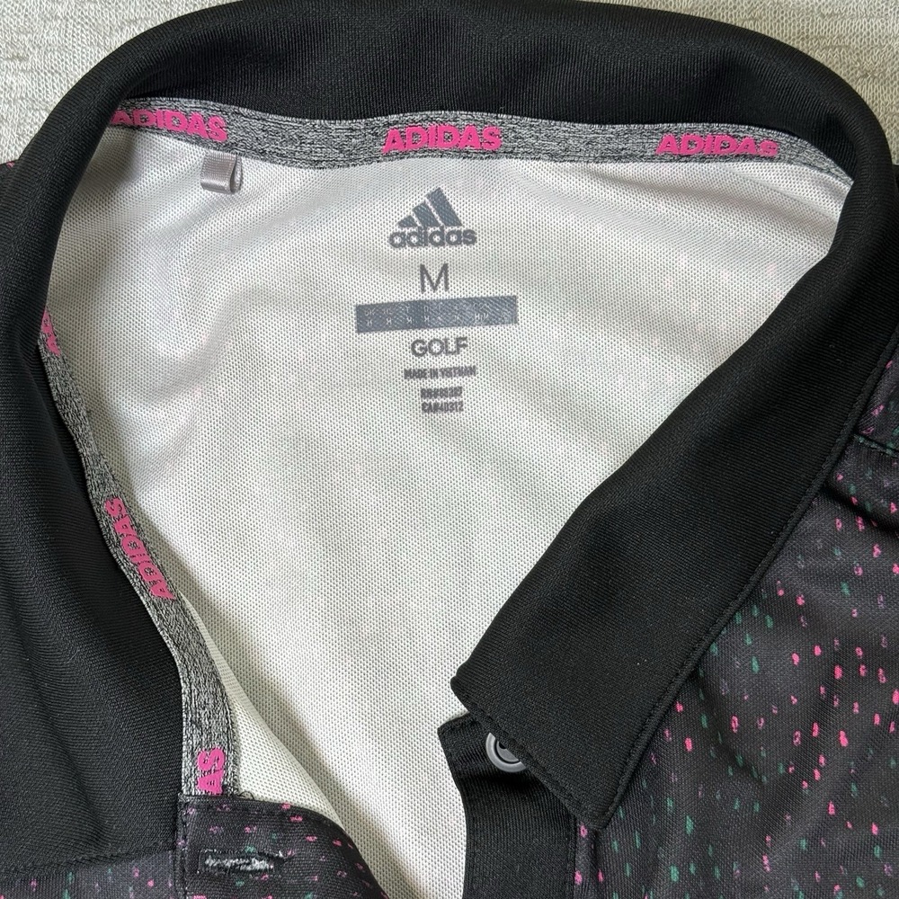 Adidas Womens Golf Sleeveless Polo Shirt Medium Black Pink Cathedral Canyon - Picture 2 of 8